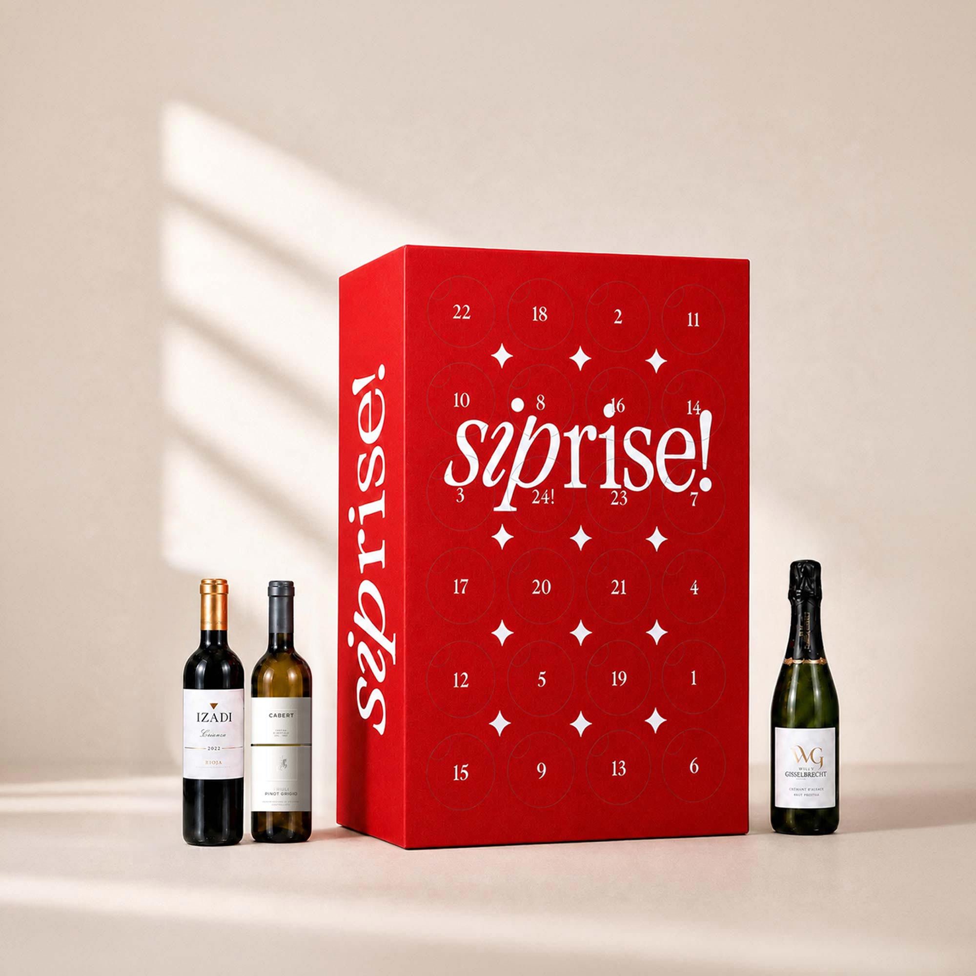 Calendario dell’Avvento del vino siprise! 2026 rosso con bottiglie selezionate