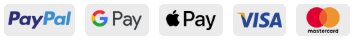 PayPal, Google Pay, Apple Pay, Visa, Mastercard